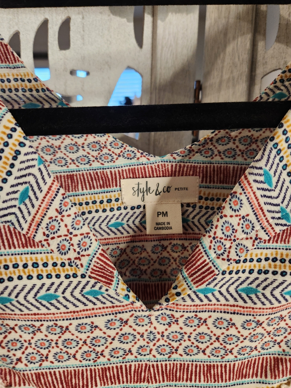 Style & Co. Petite Patterned Midi Dress in Cream, Red, Teal, Yellow, Navy